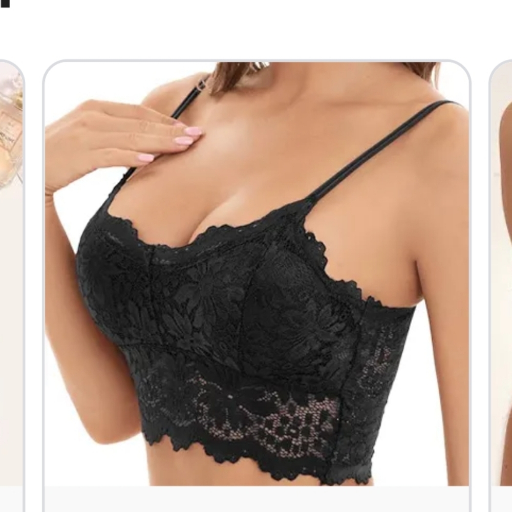 SHEIN Crochet Lace Cami Bra Bralette S Black 90s Y2K Whimsigoth 200L